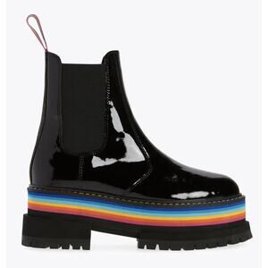 Kurt Geiger London Sz 8.5 Birdie Rainbow Chelsea Boots Platform Pride Black 39